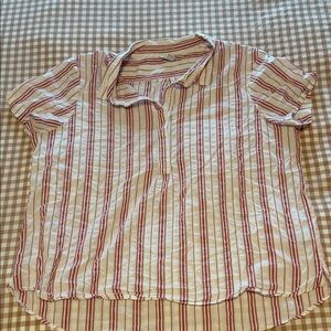 L.L. Bean Red & Cream Striped Short Sleeve Top